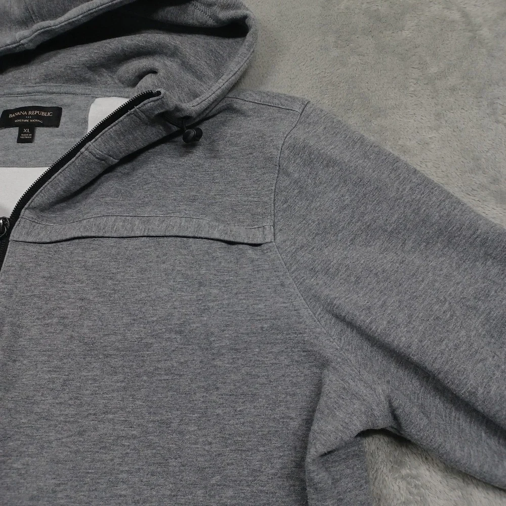 Banana Republic Sweater Mens XL Gray 1/4‎ Zip Hooded Preppy Casual